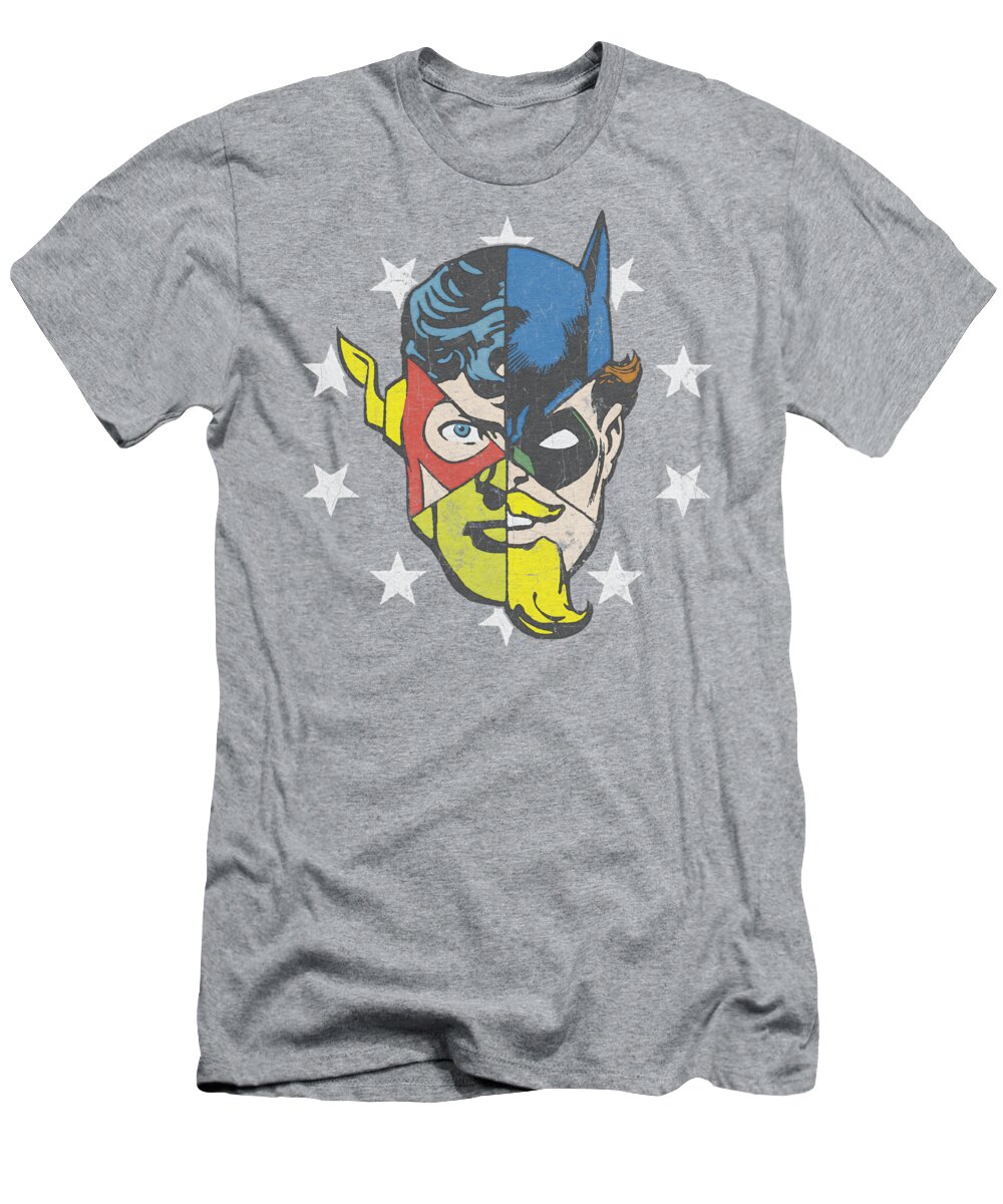 Justice League Of America T-Shirt featuring the digital art Jla - Face Off by Brand A