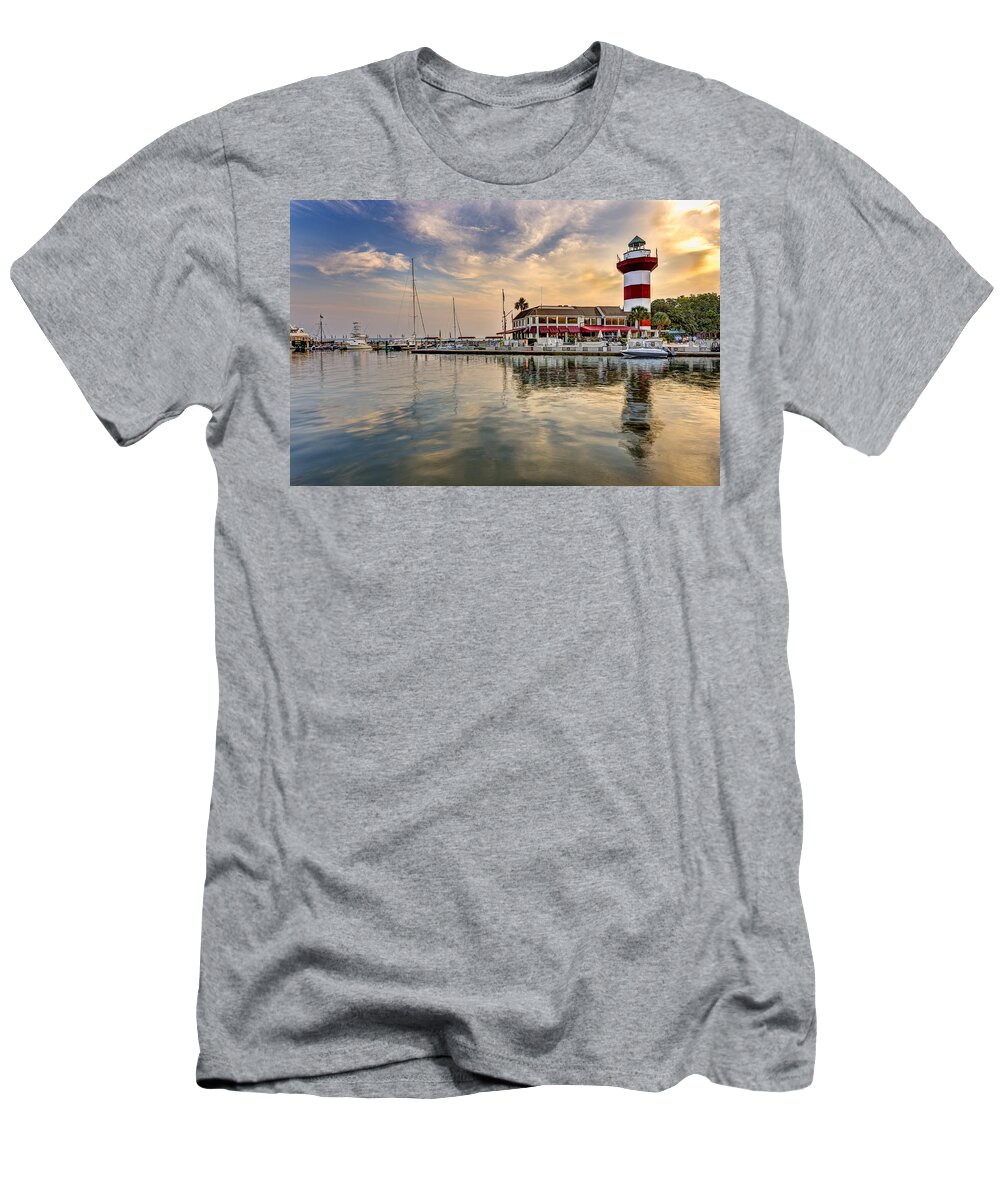 America T-Shirt featuring the photograph Lighthouse on Hilton Head Island #1 by Peter Lakomy