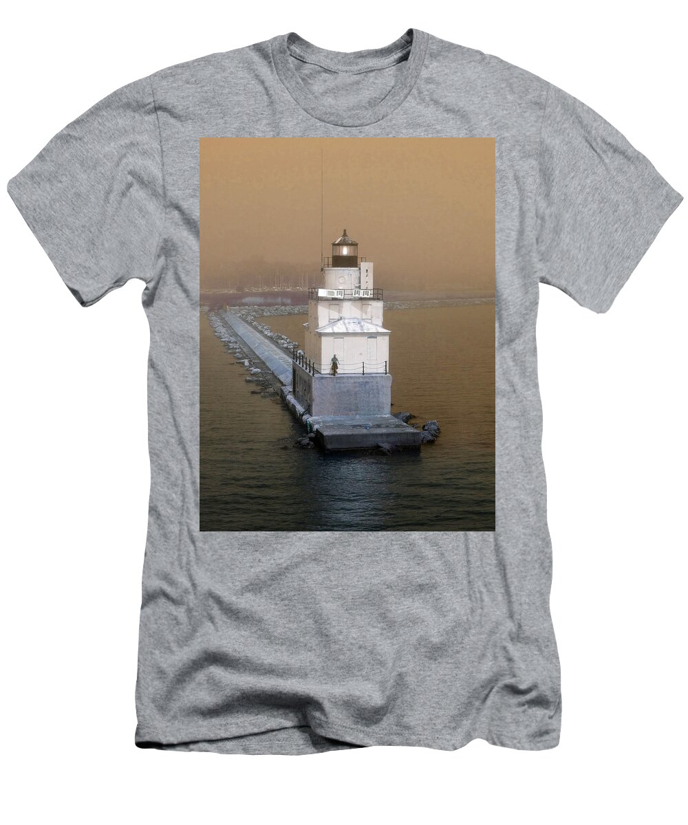 Lighthouse T-Shirt featuring the photograph Manitowoc Breakwater Light by David T Wilkinson