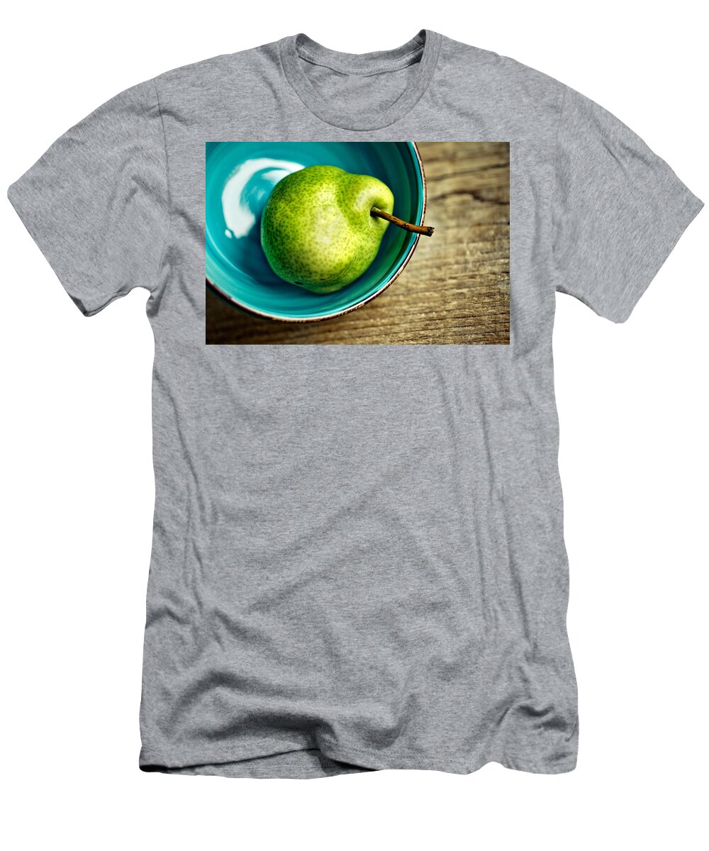 Pear; Pears; Fruit; Ripe; Juicy; Fruits; Group; Many; Row; Heap; Whole; Stoneware; Bowl; Blue T-Shirt featuring the photograph Pears #1 by Nailia Schwarz