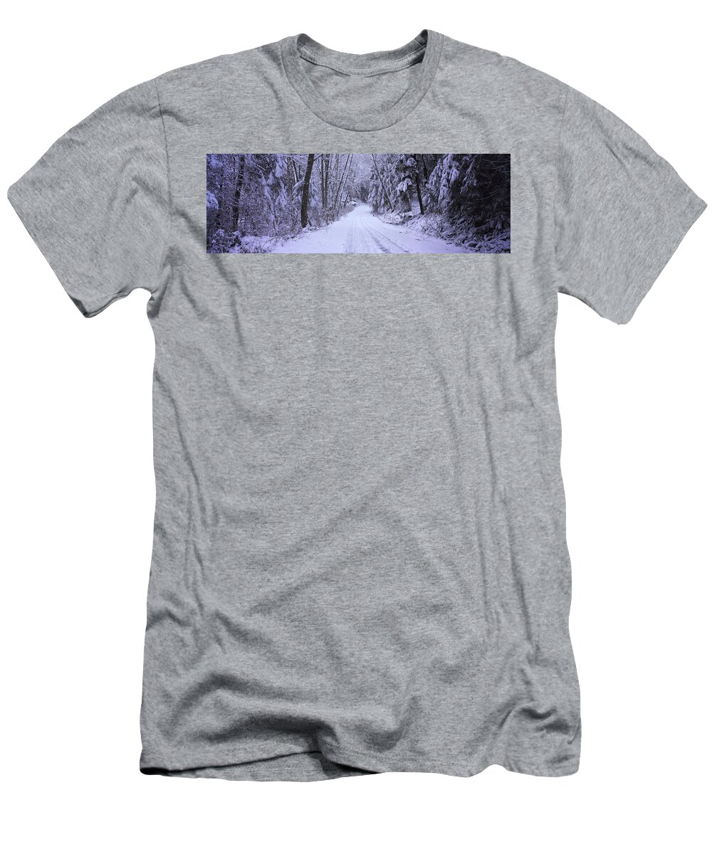 Photography T-Shirt featuring the photograph Snow Covered Road Passing #1 by Panoramic Images