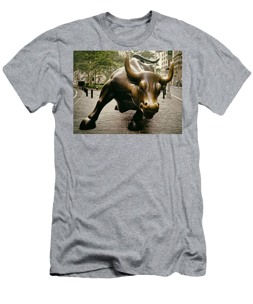 Wall Street T-Shirt featuring the photograph The Wall Street Bull #1 by Mountain Dreams