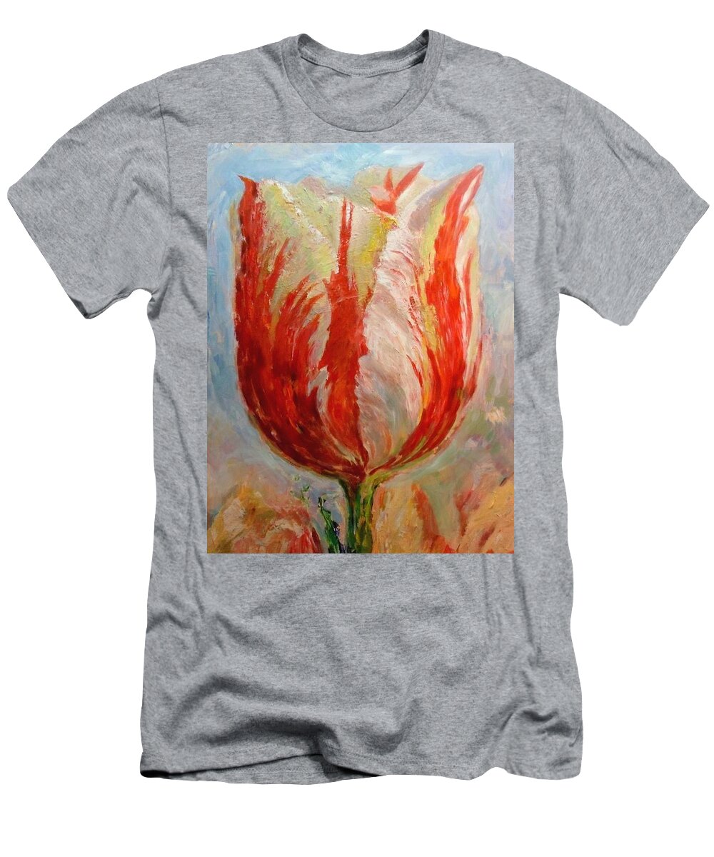 Tulip T-Shirt featuring the painting Tulip #2 by Hans Droog