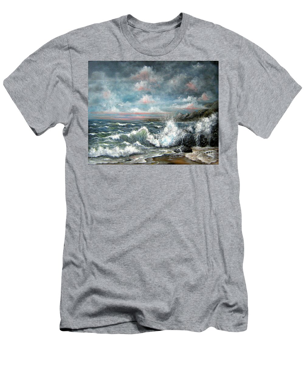 Ocean T-Shirt featuring the painting Turning tide by Bella Apollonia