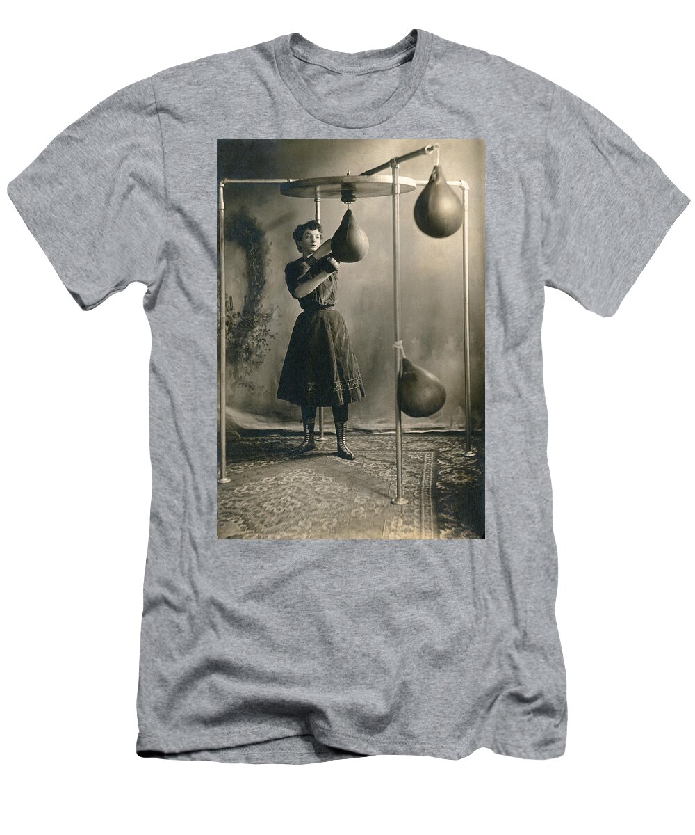 1890 T-Shirt featuring the photograph Woman Boxing Workout #2 by Underwood Archives
