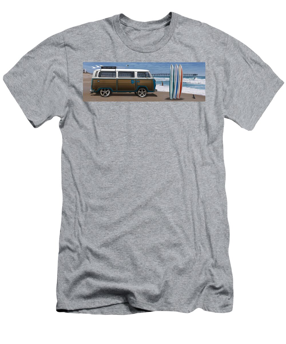 1970 Vw Bus T-Shirt featuring the photograph 1970 VW Bus Woody by Mike McGlothlen