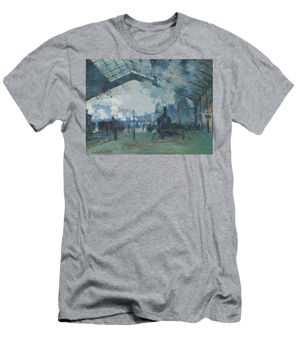 Claude Monet T-Shirt featuring the painting Arrival Of The Normandy Train #2 by Claude Monet