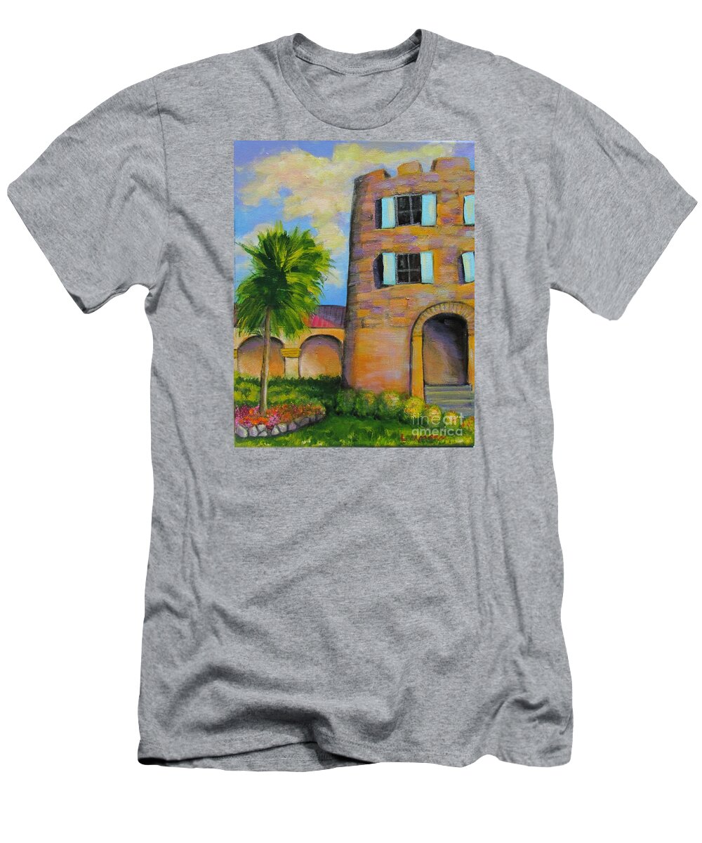 Pirate T-Shirt featuring the painting Bluebeard's Castle by Laurie Morgan