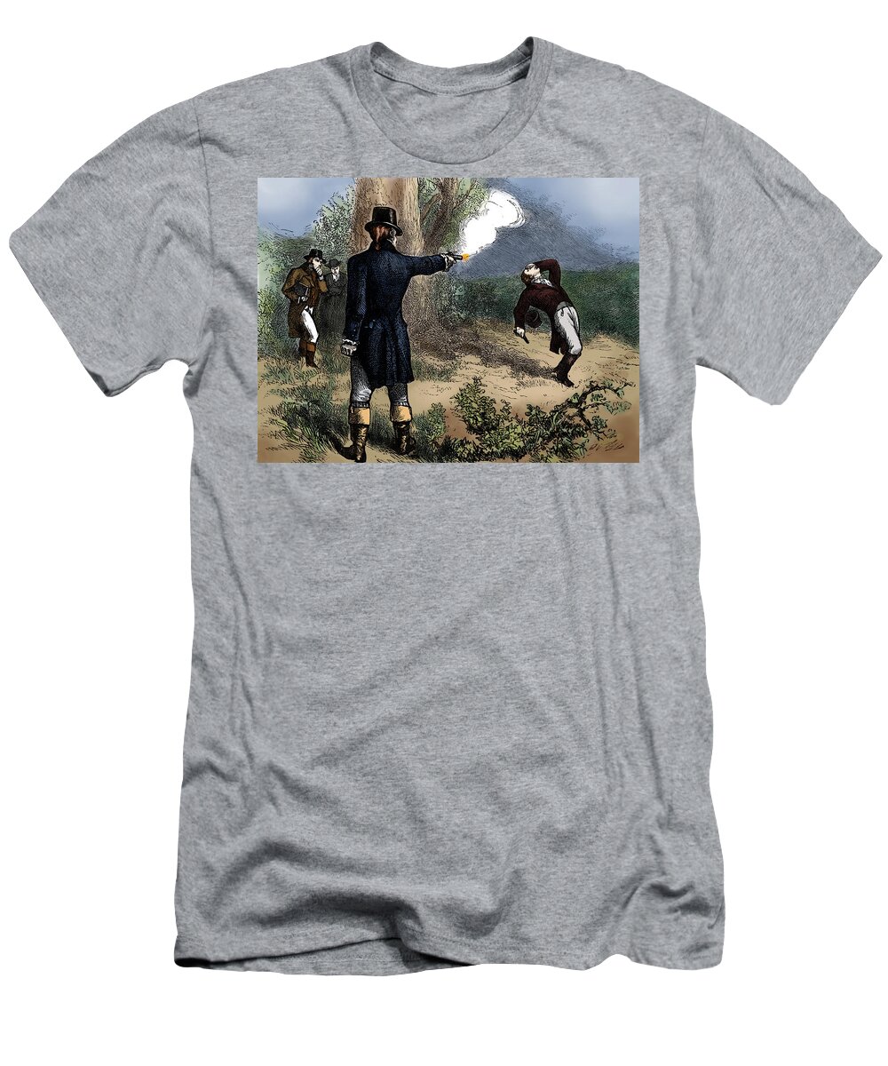 Government T-Shirt featuring the photograph Burr-hamilton Duel, 1804 by Science Source