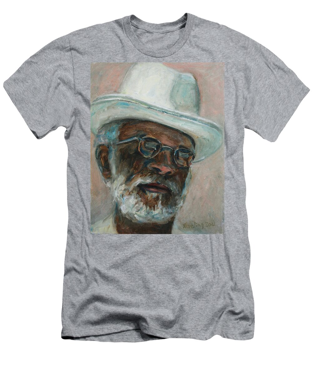 African American T-Shirt featuring the painting Gray Beard Under White Hat by Xueling Zou