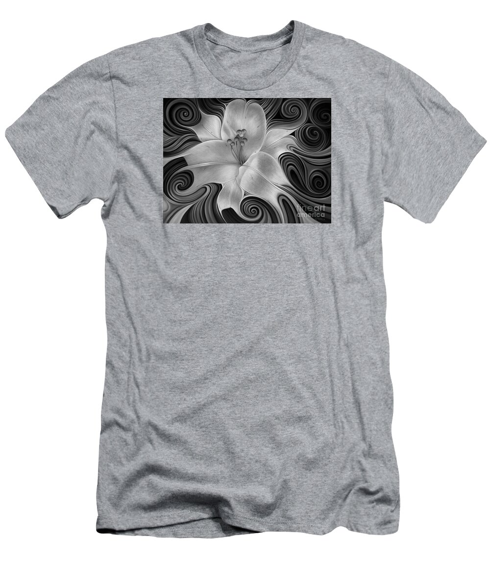 Lily T-Shirt featuring the painting Lirio Dinamico by Ricardo Chavez-Mendez
