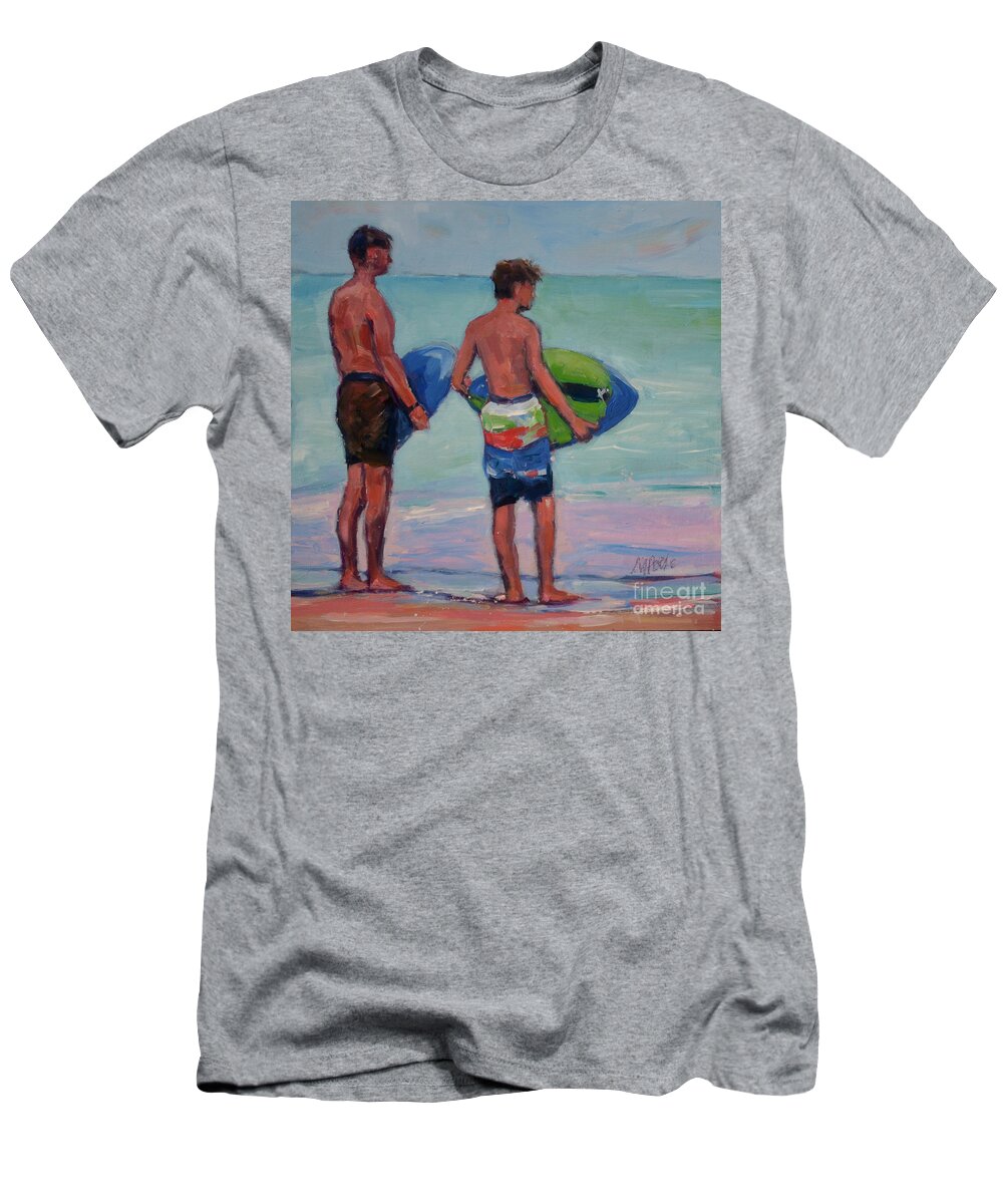 Surf T-Shirt featuring the painting Skimmers #2 by Molly Poole