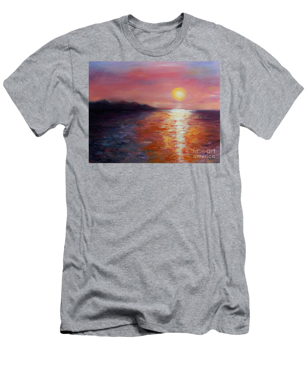 Seascape T-Shirt featuring the painting Sunset in Ixtapa by Marlene Book