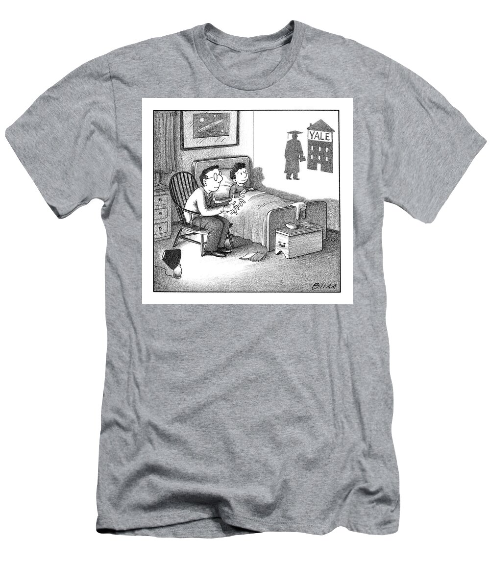 College T-Shirt featuring the drawing Yale Shadow by Harry Bliss