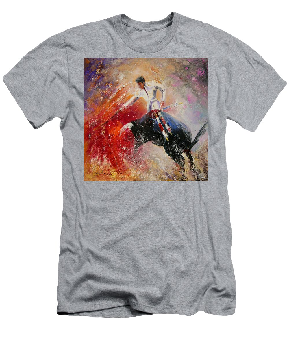 Animals T-Shirt featuring the painting 2010 Toro Acrylics 05 by Miki De Goodaboom