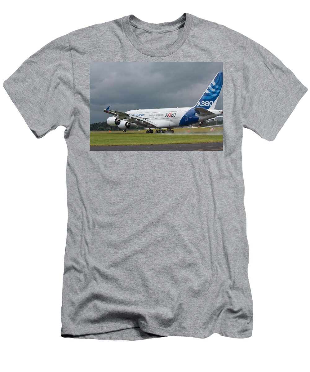 Airbus A380 T-Shirt featuring the photograph Airbus A380 by Shirley Mitchell