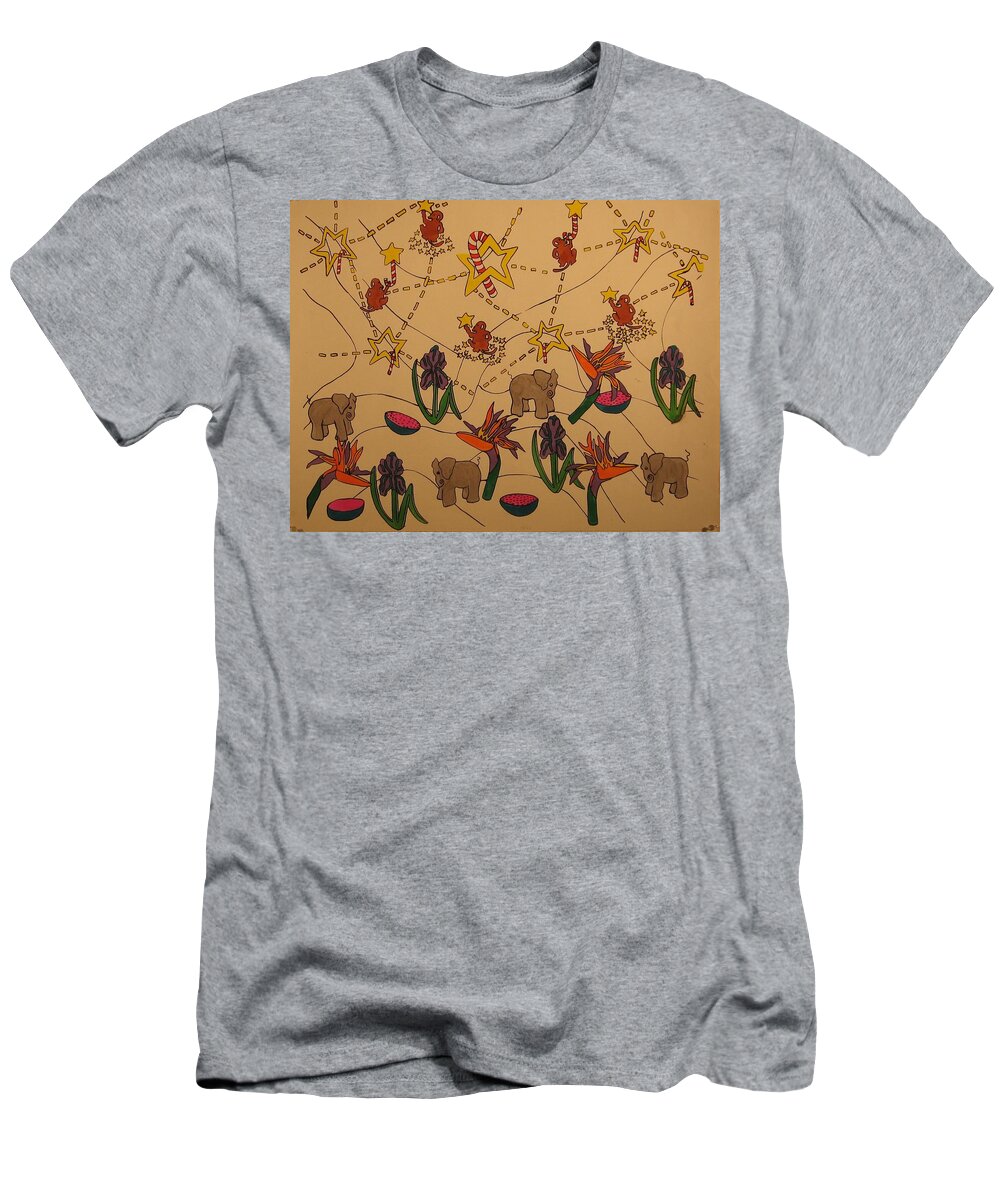 Monkey T-Shirt featuring the painting Almost Paradise #3 by Erika Jean Chamberlin