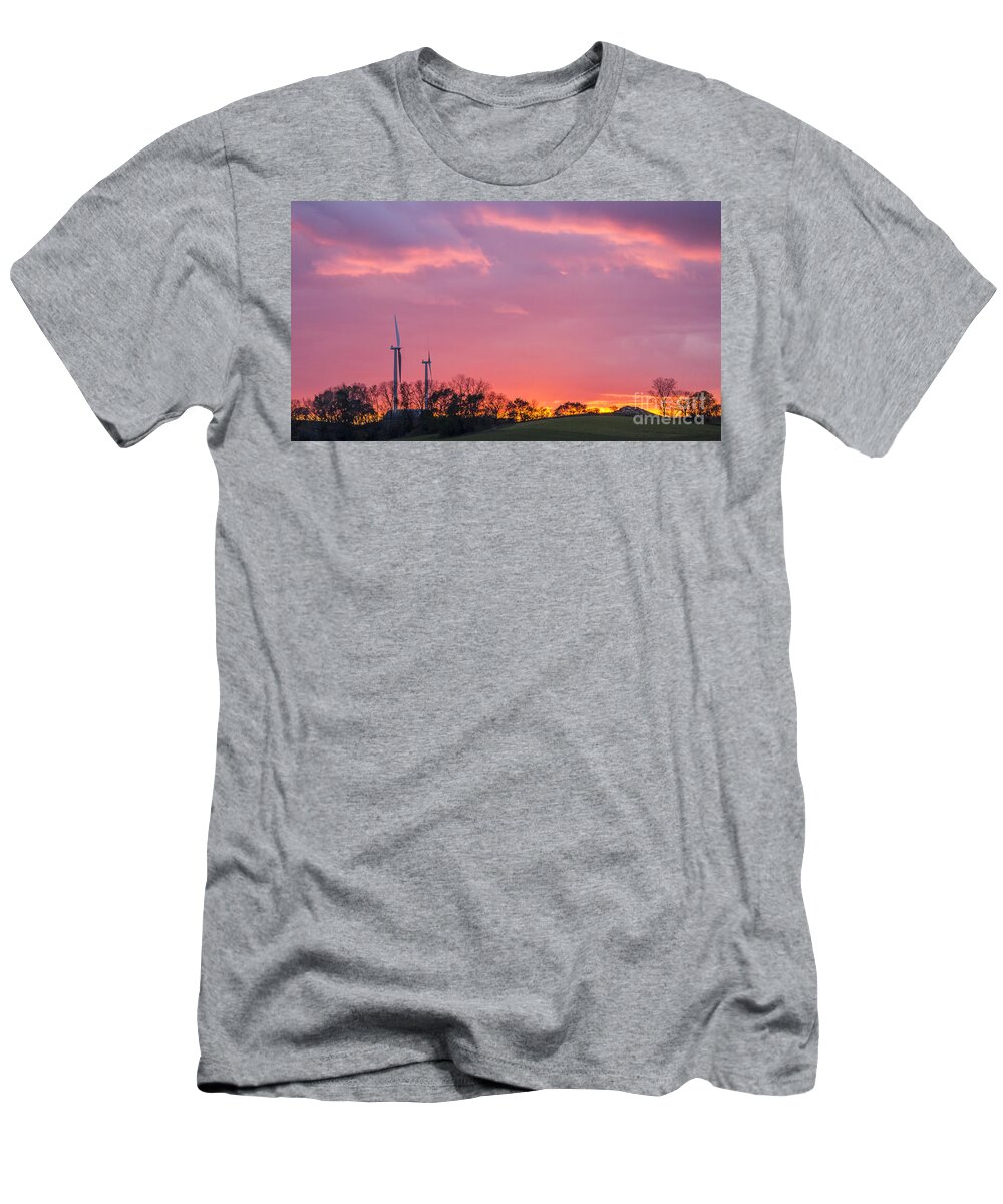 Sunset T-Shirt featuring the photograph Wind Power - Middleton, WI by Steven Ralser