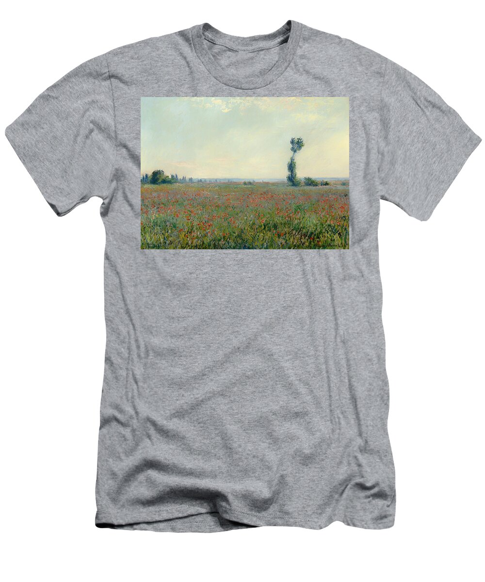 Claude Monet T-Shirt featuring the painting Poppy Field #17 by Claude Monet