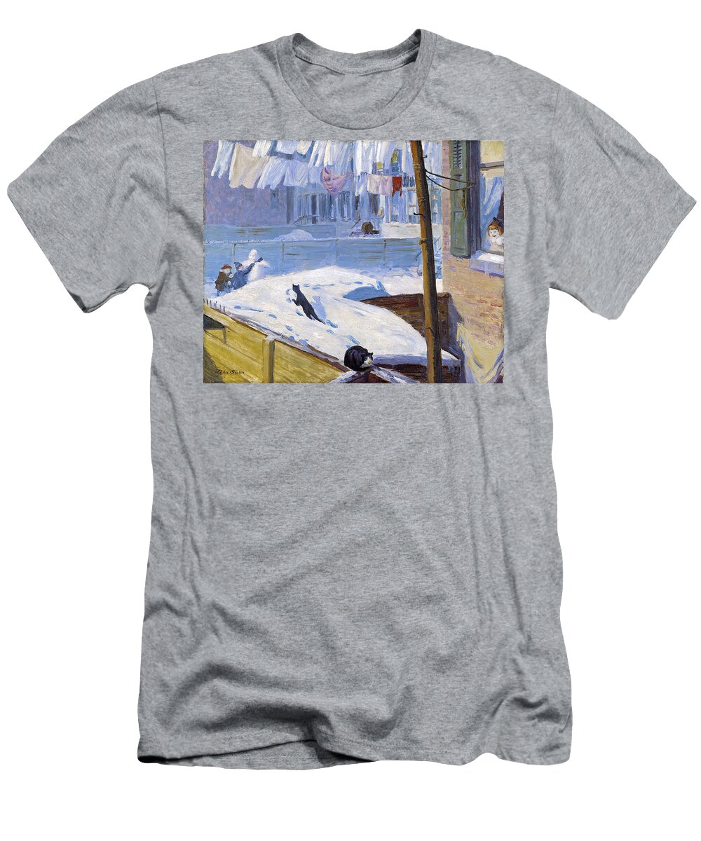 Backyards T-Shirt featuring the photograph Backyards Greenwich Village #2 by John Sloan