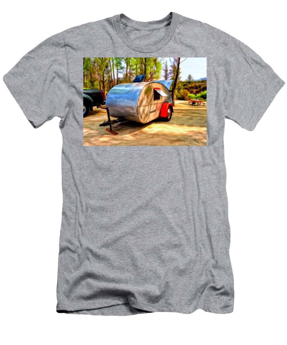 Vintage Travel Trailer T-Shirt featuring the painting 47 Teardrop by Michael Pickett