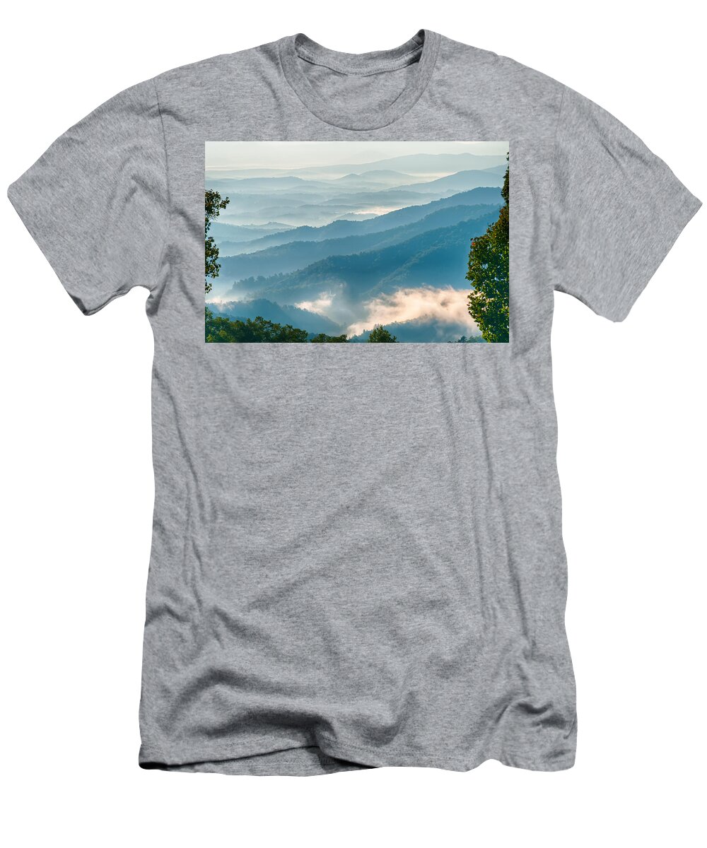 Mountains T-Shirt featuring the photograph Blue Ridge Parkway Scenic Mountains Overlook Summer Landscape #5 by Alex Grichenko