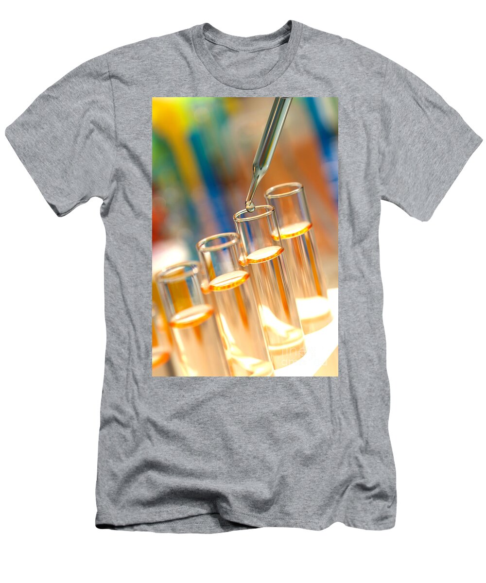 Test T-Shirt featuring the photograph Scientific Experiment in Science Research Lab #5 by Science Research Lab