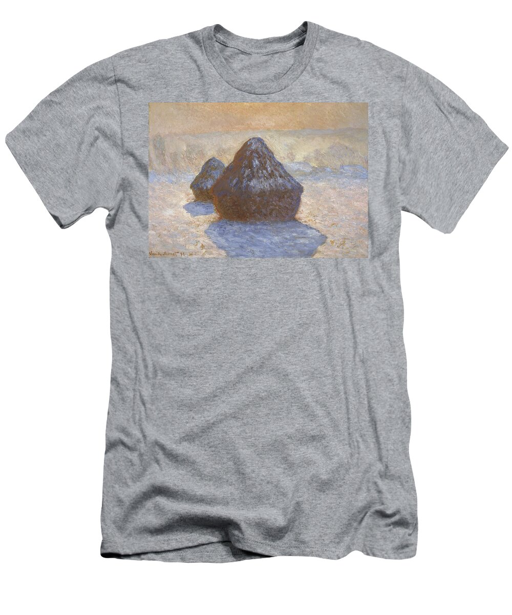 Claude Monet T-Shirt featuring the painting Haystacks #7 by Claude Monet