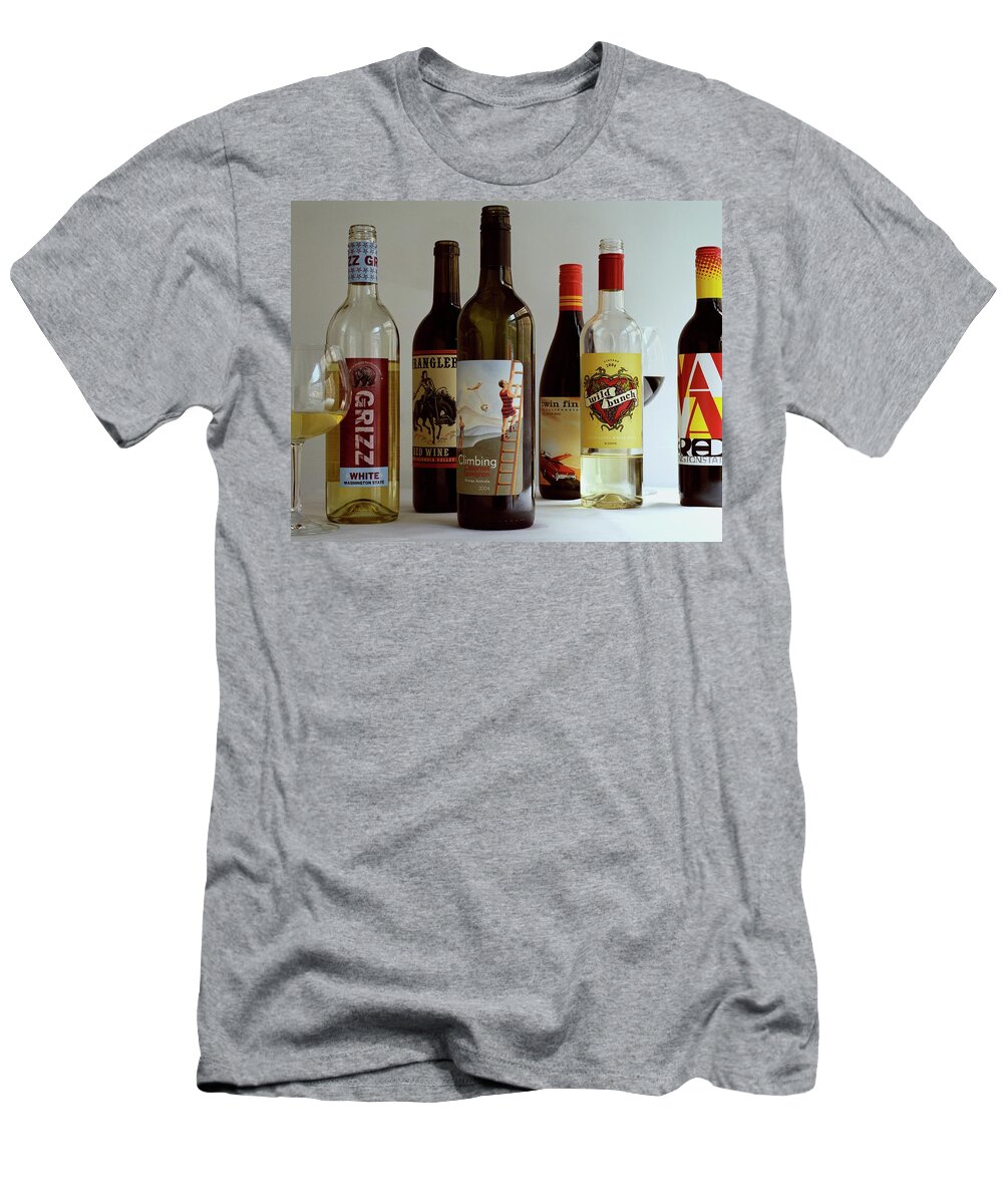 Food T-Shirt featuring the photograph A Collection Of Wine Bottles by Romulo Yanes