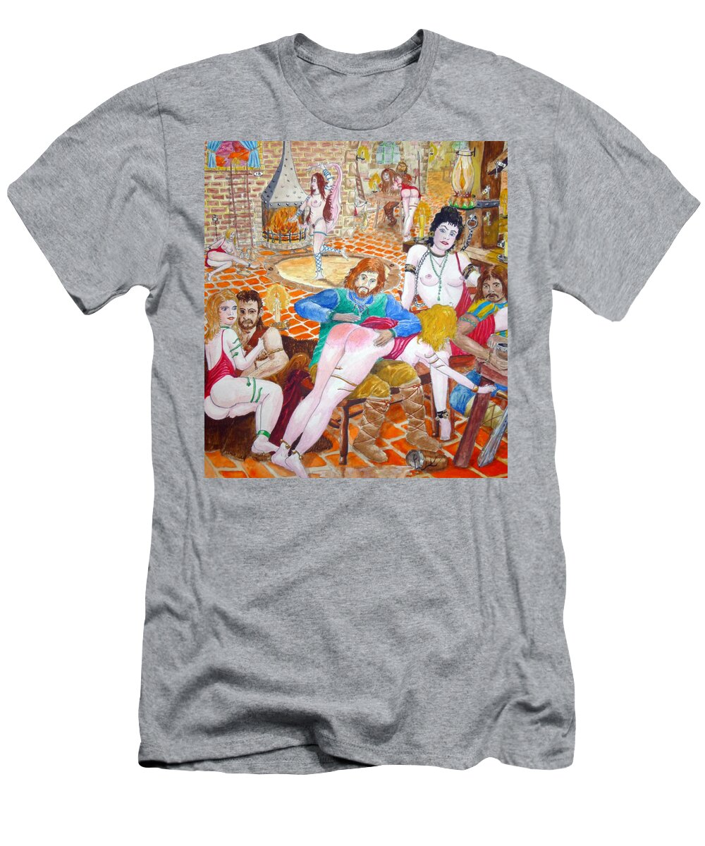 Gor T-Shirt featuring the painting A Paga Tavern Spanking by Asa Jones