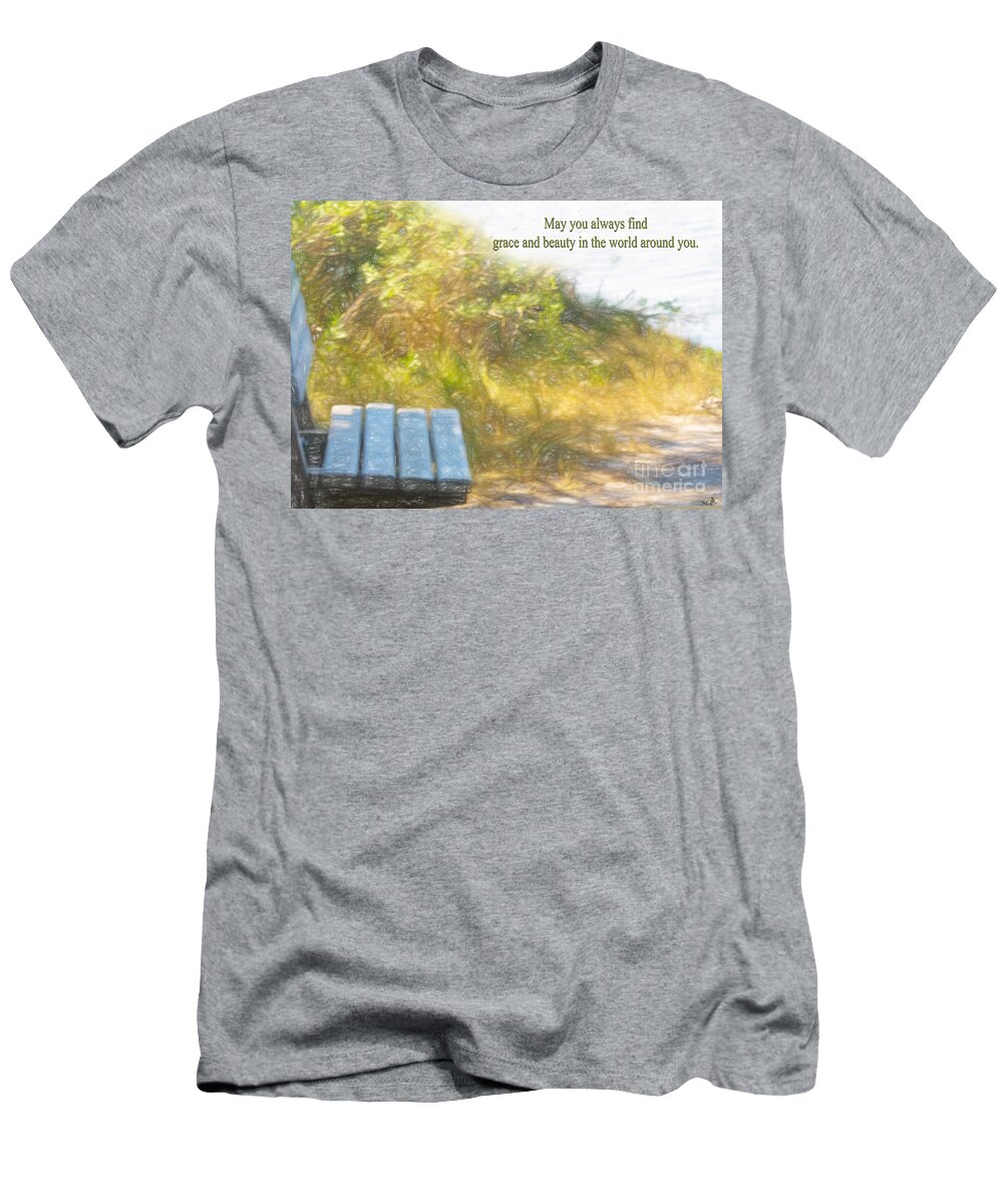 Ocean View T-Shirt featuring the photograph A Seat by the Ocean to Observe God's Beauty by Sandra Clark
