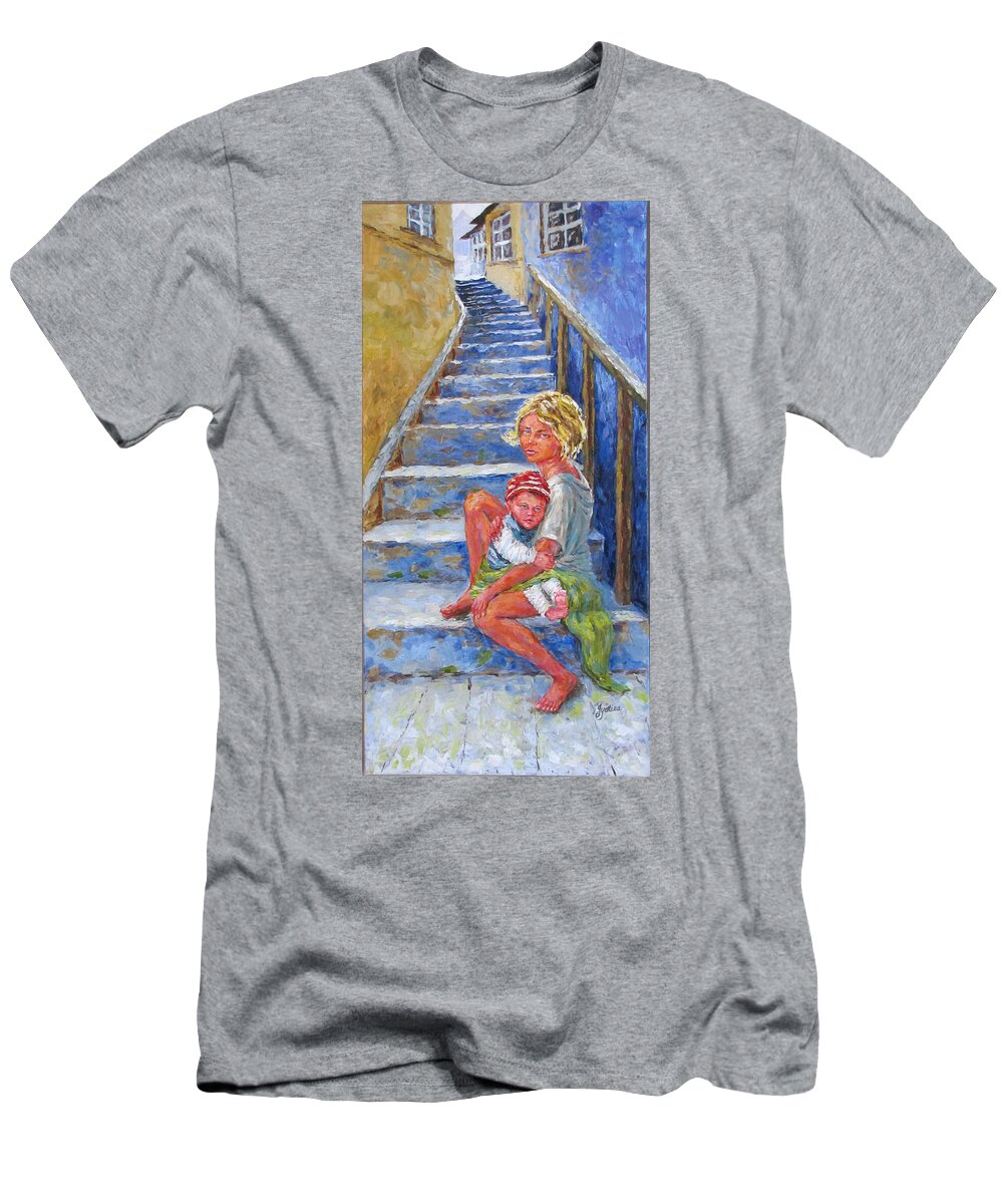 Siblings T-Shirt featuring the painting Abandoned by Jyotika Shroff