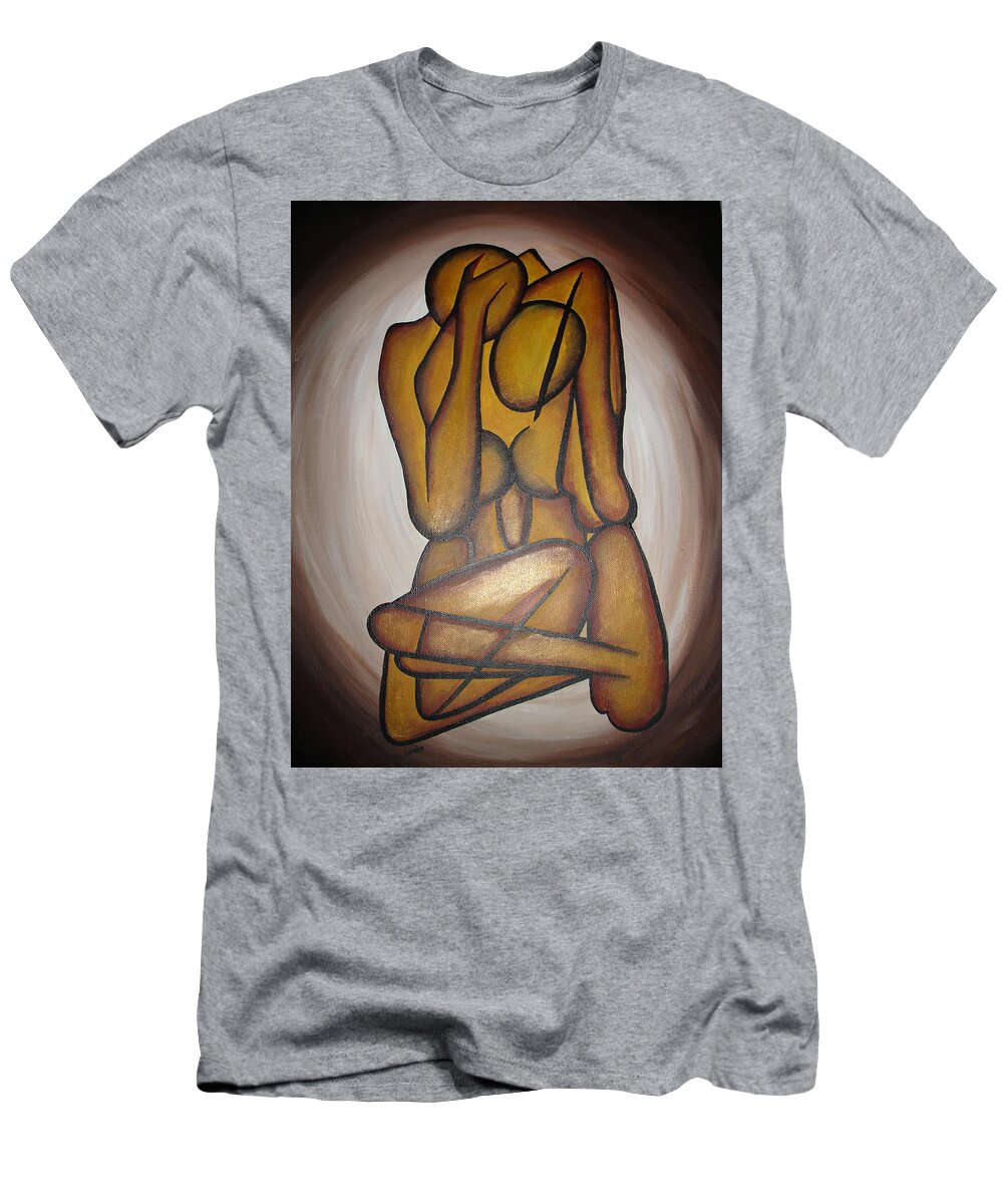 Abstract T-Shirt featuring the painting Abstract Lovers by Taiche Acrylic Art