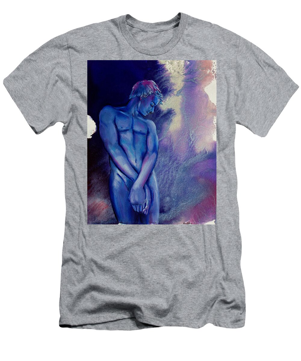 Male Figure Drawing T-Shirt featuring the painting After Midnight by Rene Capone