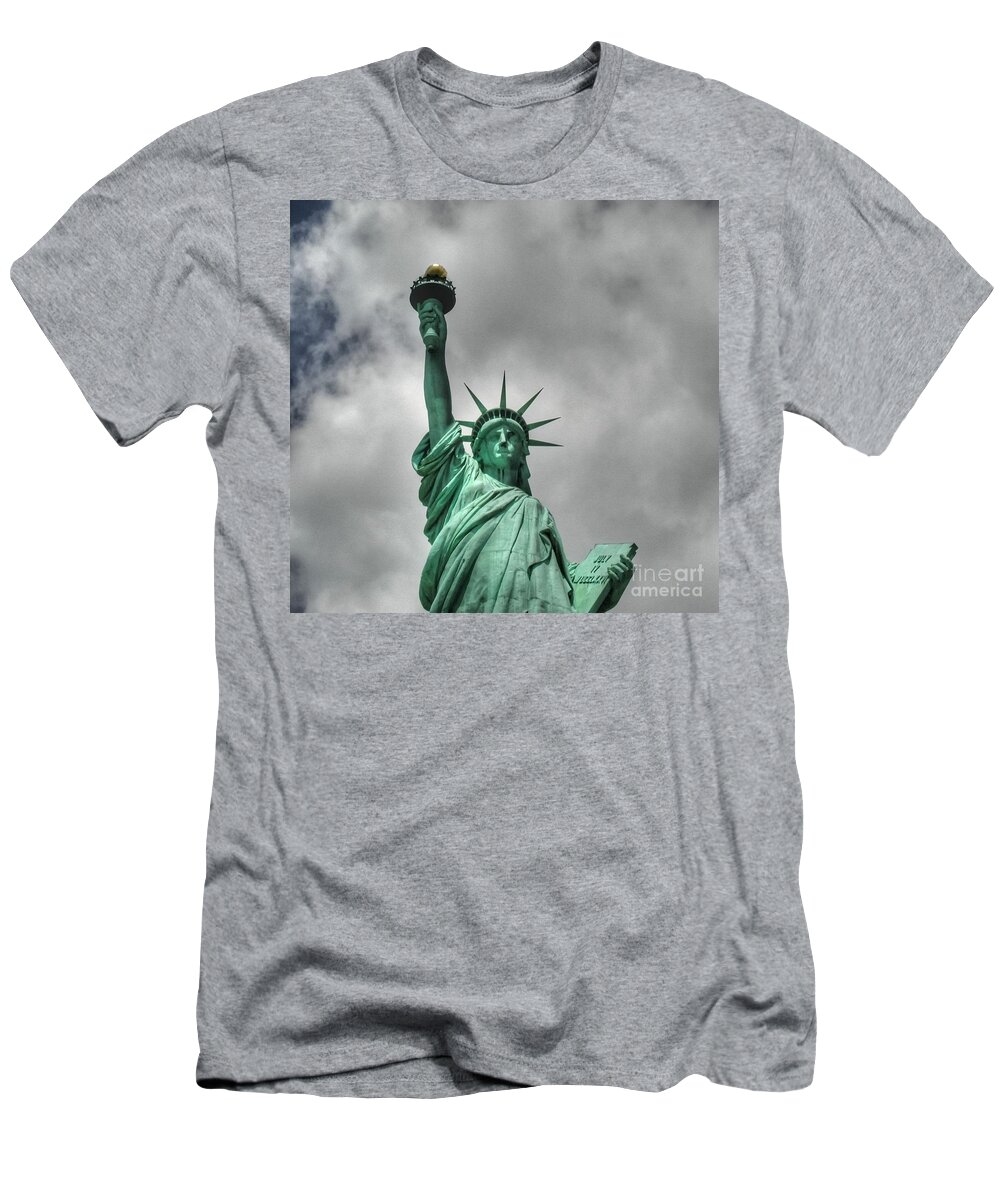 New York City T-Shirt featuring the photograph America's Lady Liberty by Tap On Photo