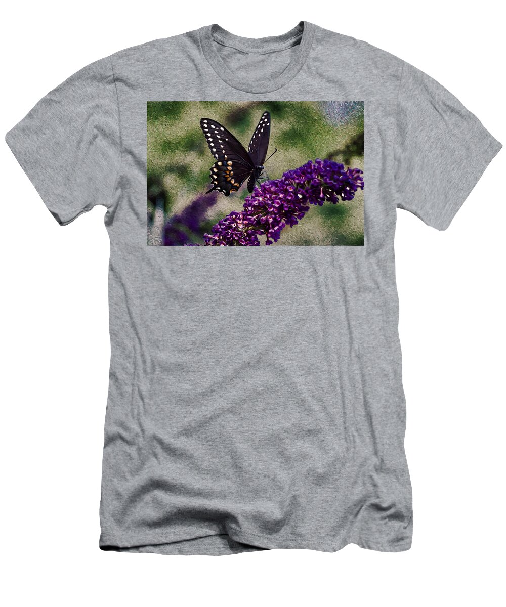 Black Butterflies T-Shirt featuring the photograph An afternoon visitor by Jeff Folger