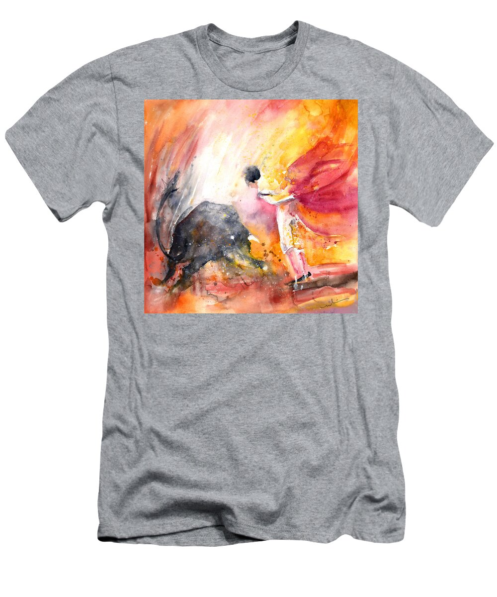 Europe T-Shirt featuring the painting Angry Little Bull by Miki De Goodaboom