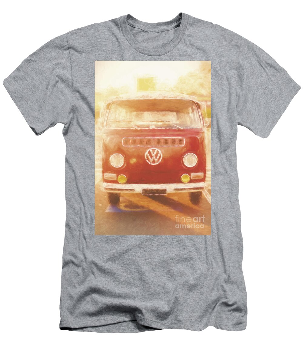 Volkswagen T-Shirt featuring the photograph Artistic digital drawing of a VW Combie campervan by Jorgo Photography