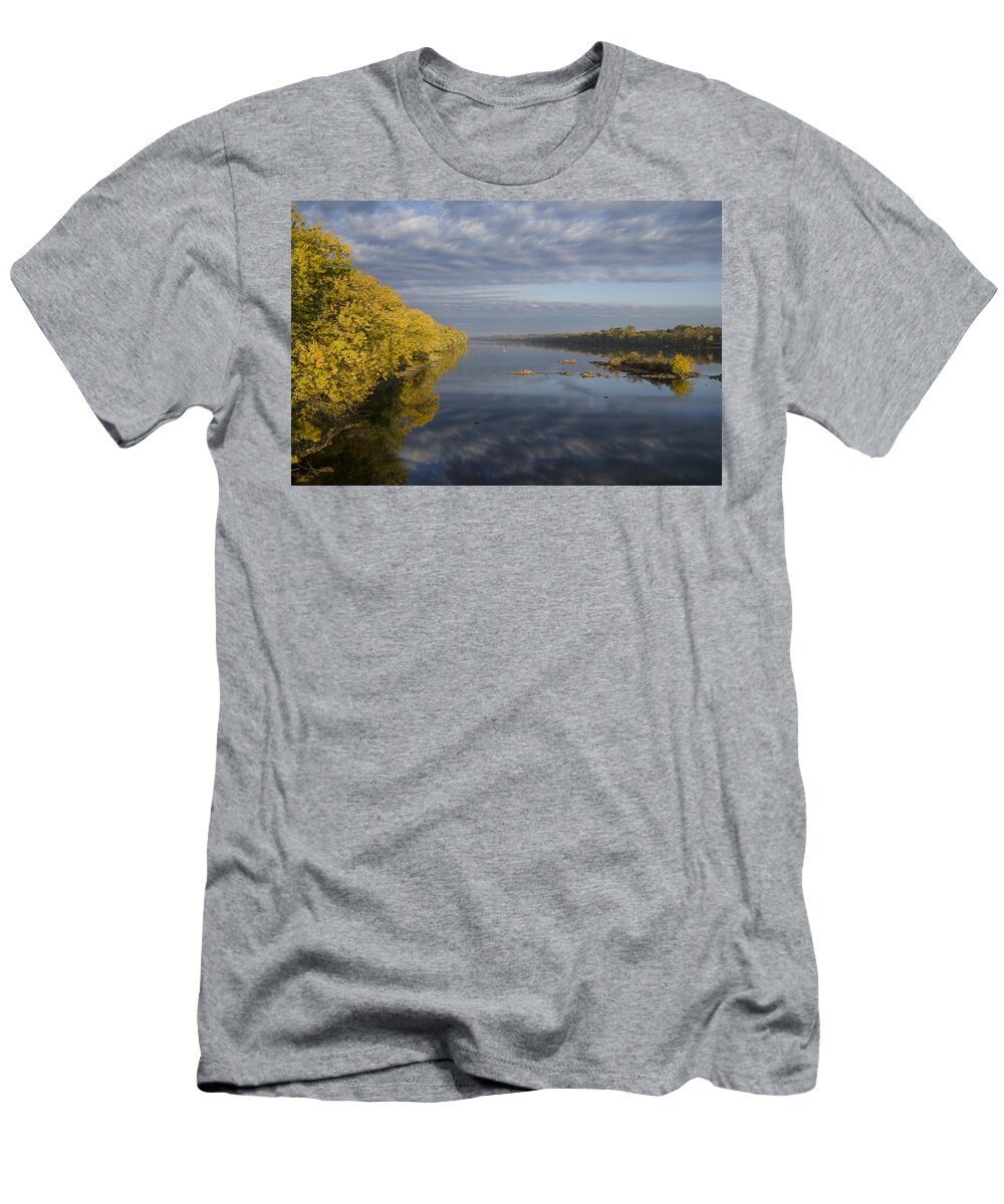 Autumn T-Shirt featuring the photograph Autumn Reflections on the Delaware by Bill Cannon