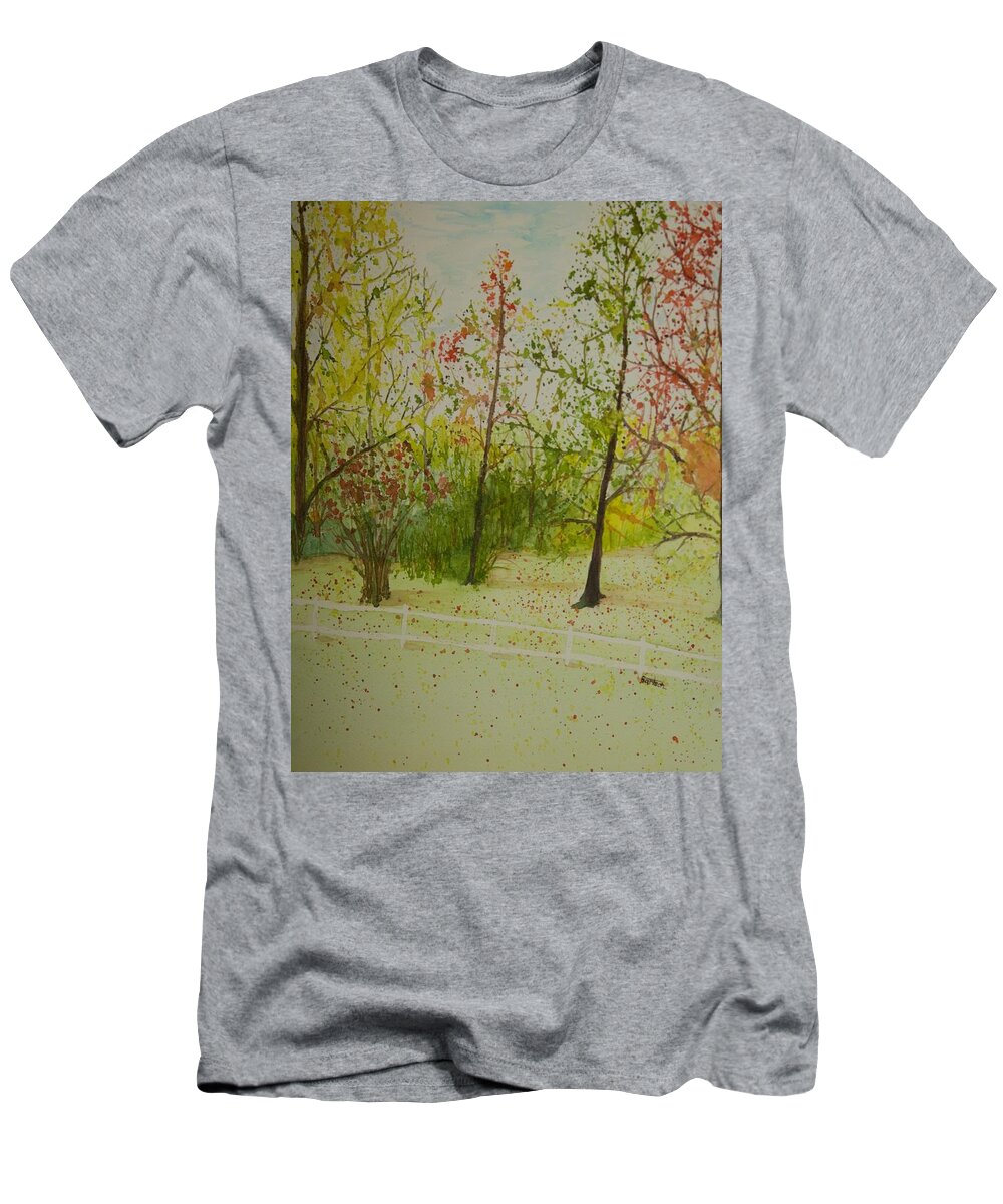 Landscape T-Shirt featuring the painting Autumn Scenery by David Bartsch