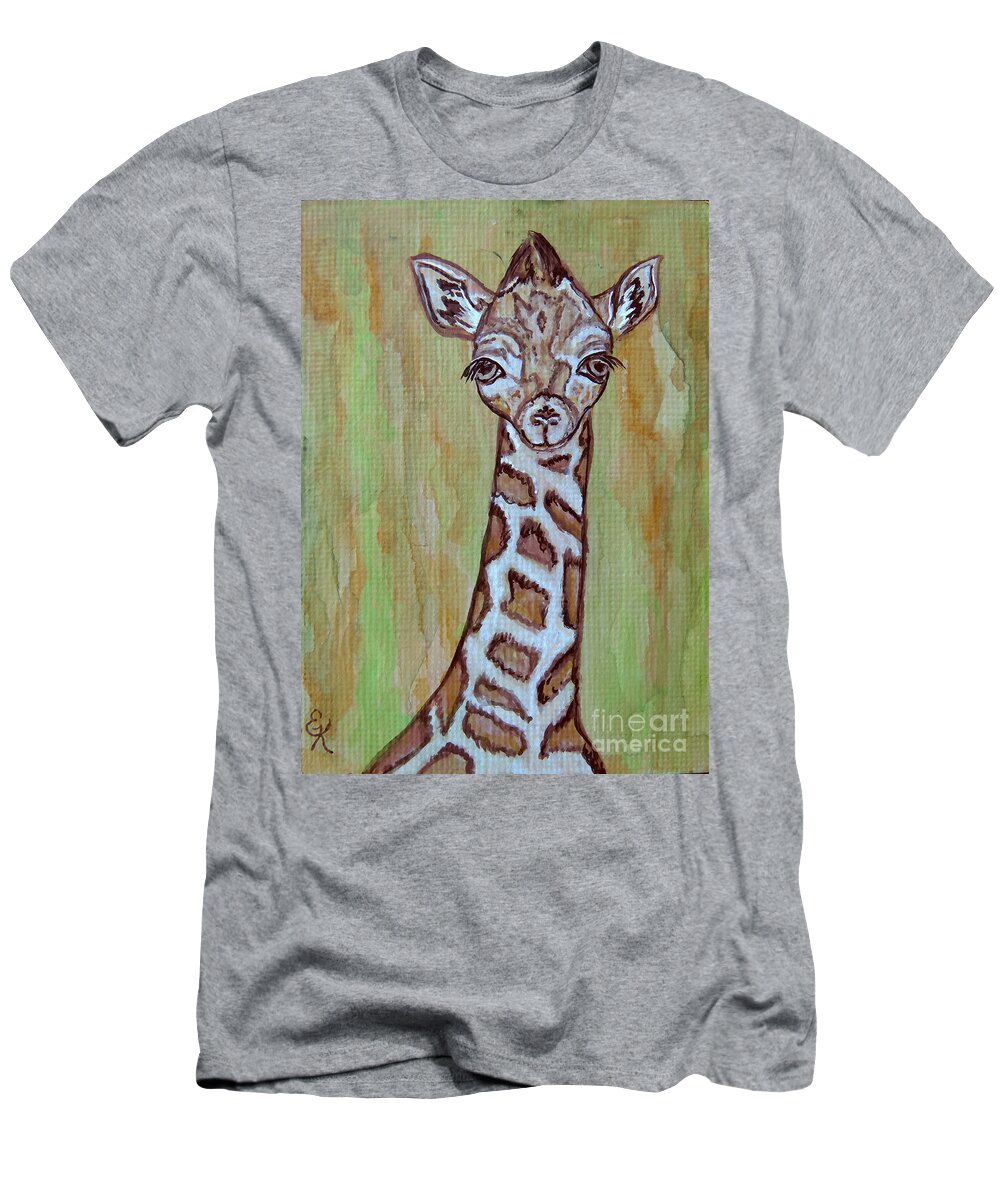 Baby T-Shirt featuring the painting Baby Longneck Giraffe by Ella Kaye Dickey