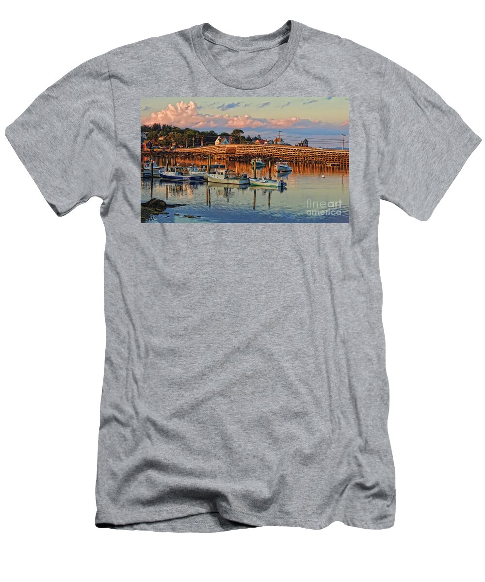 Bailey Island Bridge T-Shirt featuring the photograph Bailey Island Bridge at Sunset by Patrick Fennell