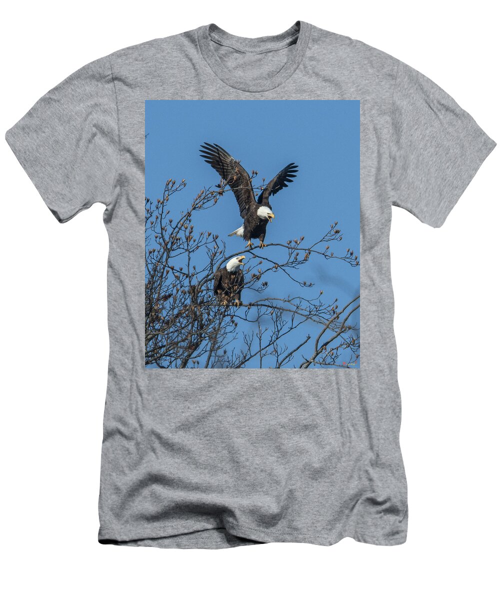 Marsh T-Shirt featuring the photograph Bald Eagles Screaming DRB169 by Gerry Gantt