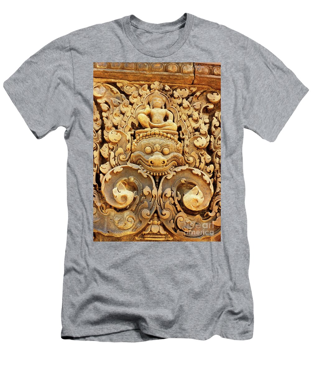 Banteay T-Shirt featuring the photograph Banteay Srei Carving 01 by Rick Piper Photography