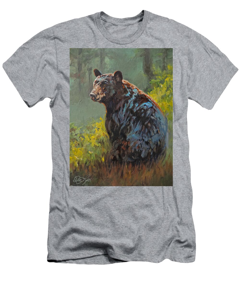 Bears T-Shirt featuring the painting Bear Pause by Mia DeLode