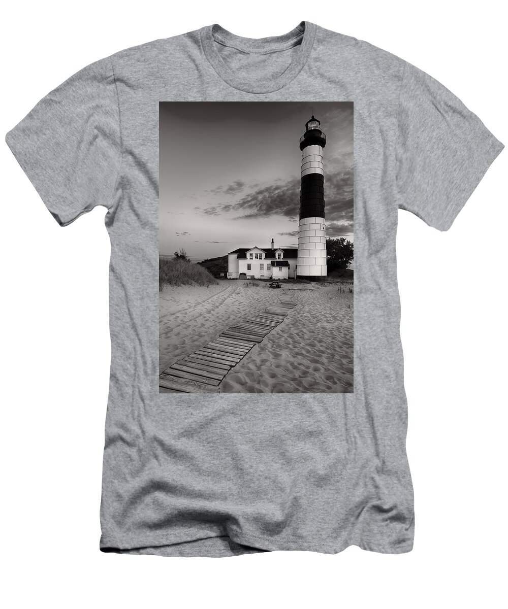 Lighthouse T-Shirt featuring the photograph Big Sable Point Lighthouse in Black and White by Sebastian Musial