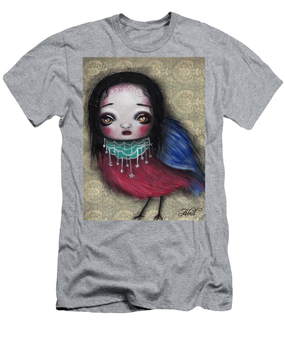 Bird T-Shirt featuring the painting Bird Girl #2 by Abril Andrade