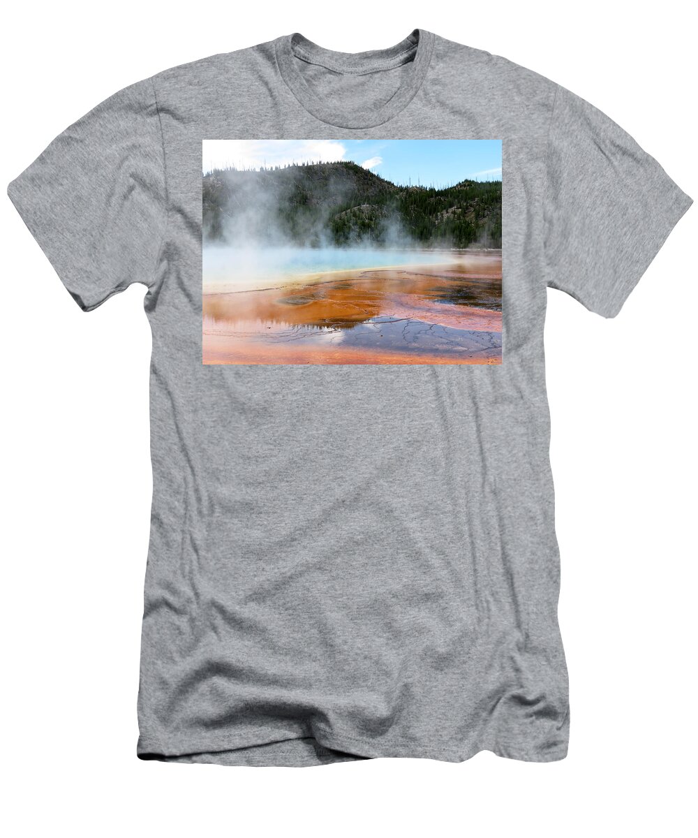 Yellowstone National Park T-Shirt featuring the photograph Blue Steam by Laurel Powell