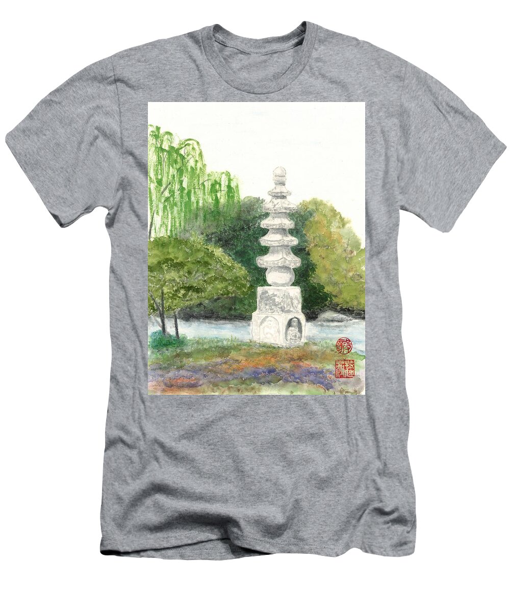 Landscape T-Shirt featuring the painting Buddha Monument by Terri Harris