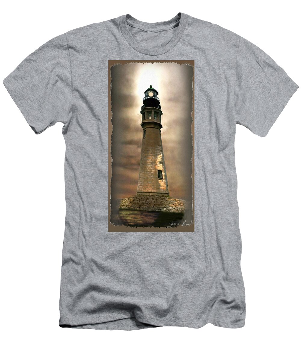  Photography T-Shirt featuring the painting Buffalo Main Lighthouse by Regina Femrite